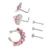 6pcs Nose Piercing Jewelry Stainless Steel Hypo Allergenic Glitter Reusable Fashionable Nose Rings Hoop Studs