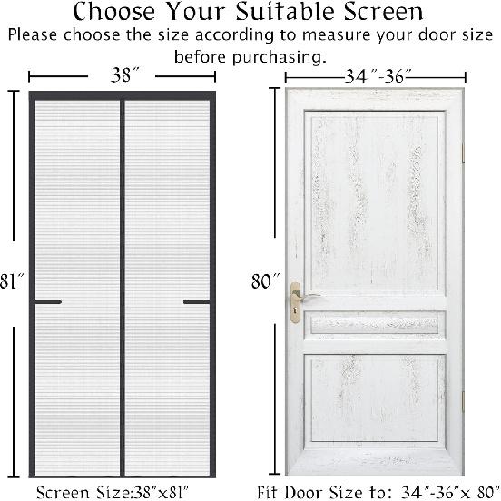 Upgraded Magnetic Screen Door Thicker 250g/m² Reinforced Mesh,36 Longer Magnets,Door Screen Magnetic Closure for Single Door,Heavy Duty Door Net