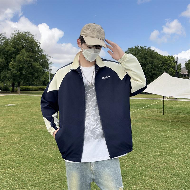Jacket men's spring and autumn ins trendy brand loose lapel jacket teen student thin tooling trench coat jacket
