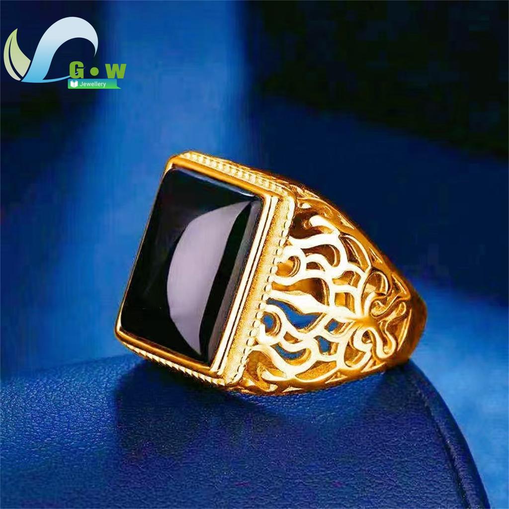 Fancy Gold Carve Dragon Phoenix Couple Adjustable Open Rings Stone Lucky Charm Band Classic Elegant Fashion Jewelry Gift Wedding