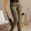 Women Pants Solid Color Ankle Tied Elegant Zipper Pockets Button Office Lady Trousers for Autumn Winter