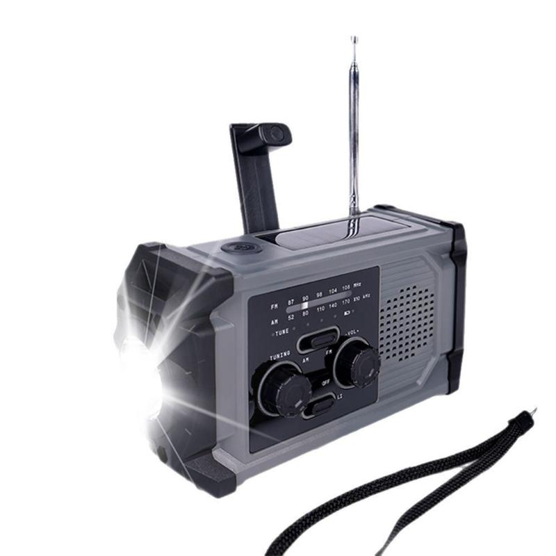 

Hand Cranked Radio with LED Flashlight for Emergency AM FM Alert Portable Weather Radio 2000mAh Power Supply for Camping 1