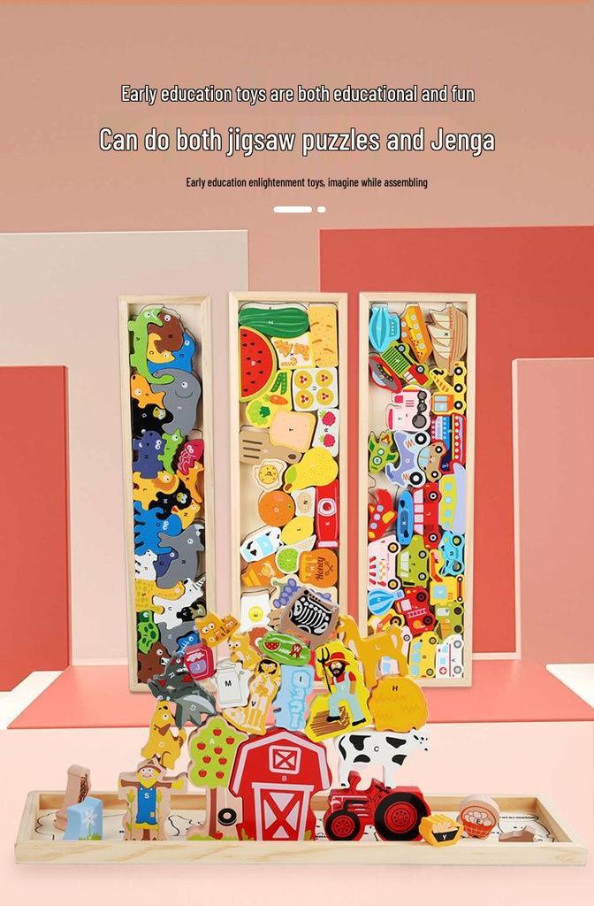 3D Animal Transportation Wooden Jigsaw Puzzle - Educational Toy for Children