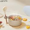 LANMI 22CM Non-stick Double Ear Instant Noodle Stew Pot Medical Stone Coated Soup Pot with Visible Glass Cover Kitchen Cookware