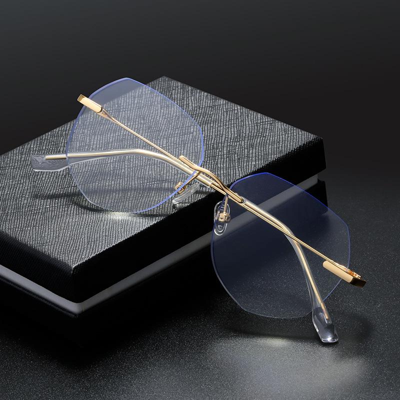 Chic Square Frameless Anti-Blue Light Glasses for Women - Metal Retro Eyewear