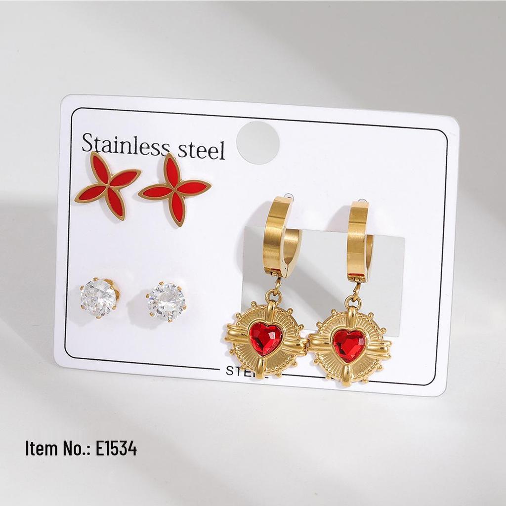 High-End European & American Stainless Steel Earrings: Fashionable, Non-Fading, Versatile Luxury Jewelry Set for Women
