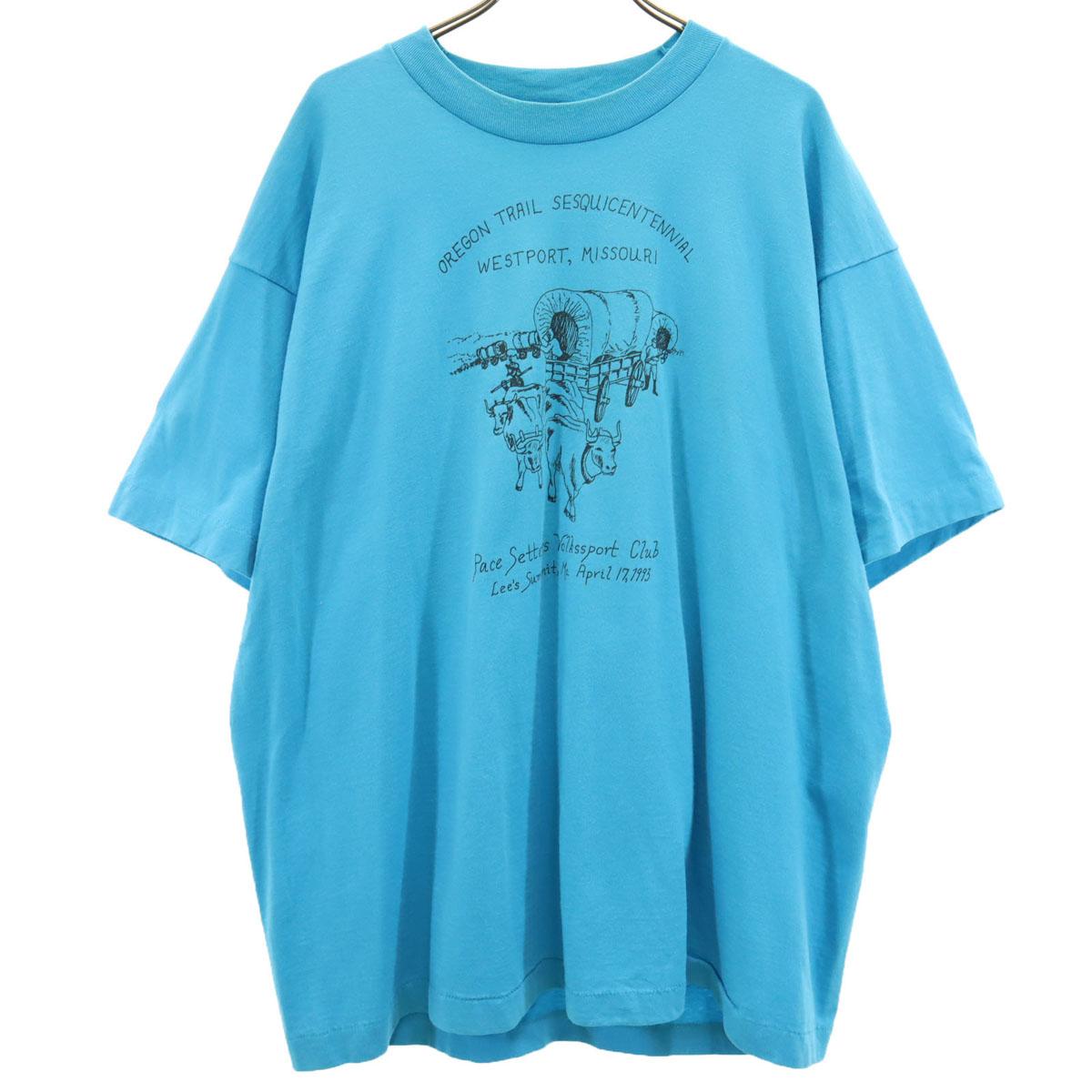 

FRUIT OF THE LOOM ЛУЧШИЙ 90-х Сделано в США Юбилейная футболка с коротким рукавом к 150-летию Старой Орегонской тропы Мужская Б/У