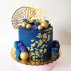 Boho Cake Topper Gold Blue Balls Cake Decorations Palm Leaves Boho Grass for Wedding Birthday Gold Blue Boho Themed Party