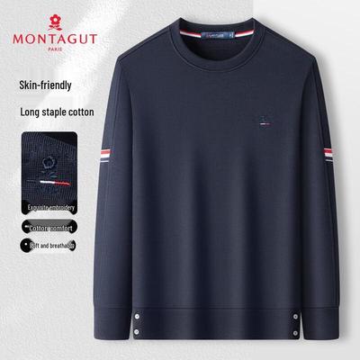 MONTAGUT Herren Langstapel-Baumwoll-Patchwork-Sweatshirt