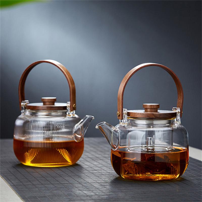 1000ml Steaming Boiling Dual-purpose Glass Teapot Heat Resistant Tea Kettle Cooking Oolong Puer Tea Maker Teaware