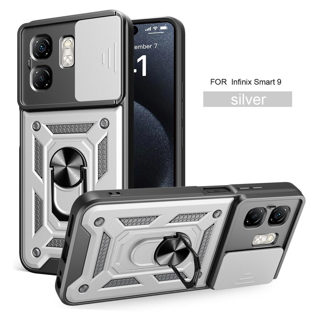 For Infinix Smart 9 Case Infinix Hot 40i Cover Smart9 HD Magnetic Ring Holder Armor Phone Case Slide Camera Protect Back Cover