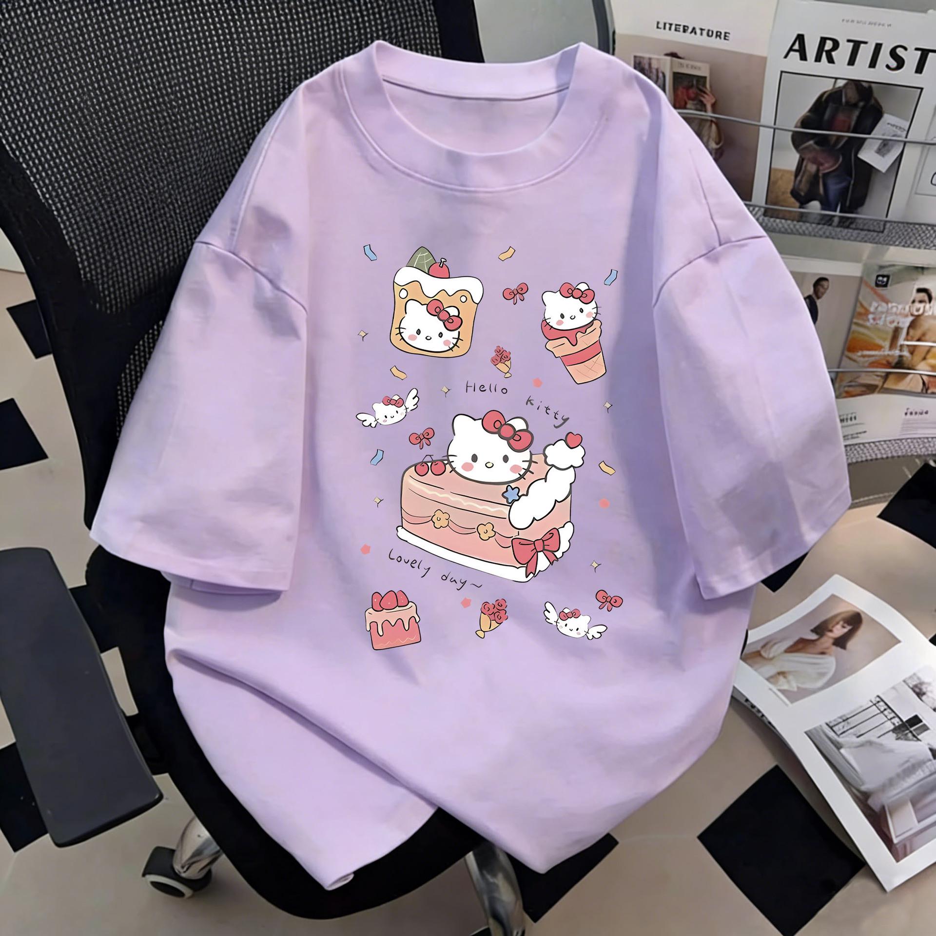 2026 Summer Cute Cartoon Print Slimming Women s Short Sleeve T-shirt Double Extra Large