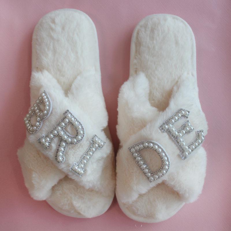 Women's Plush Velvet Furry Wedding Indoor Slippers