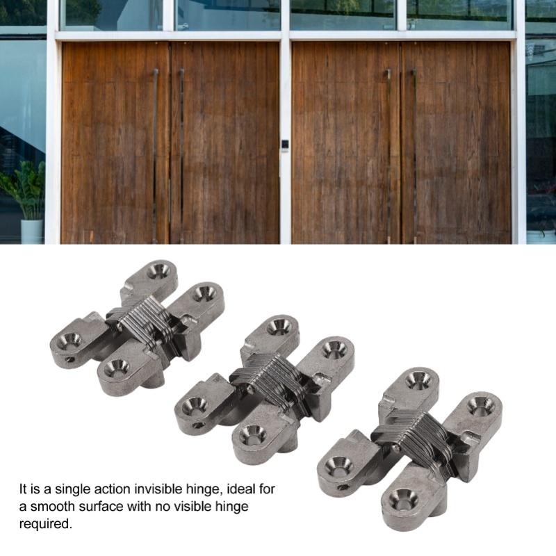 3 Pcs 43mm Mini Door Lock Hinges Invisible 180 Degree Zinc Alloy Cross Hinge For Cabinet Jewel Box
