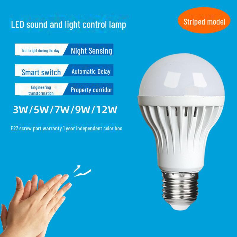 "E27 LED Infrared Motion-Sensor Sound & Light Control Bulb for Corridors"