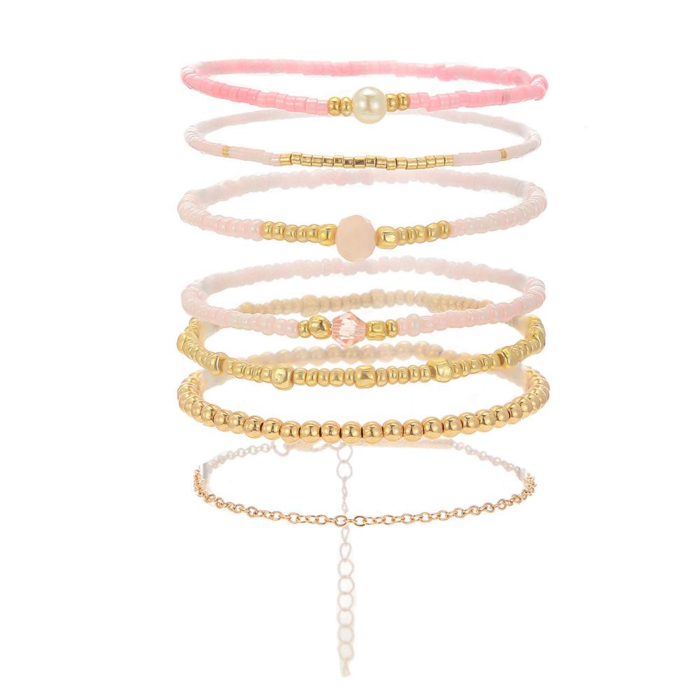 Bohemian Beaded Bracelet Set of 7 with Seed Beads and Heart Charm Stackable Ethnic Jewelry for Women