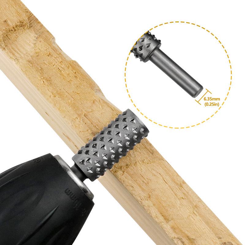 6-Piece Wood Carving & Root Milling Rotary File Set for Woodworking