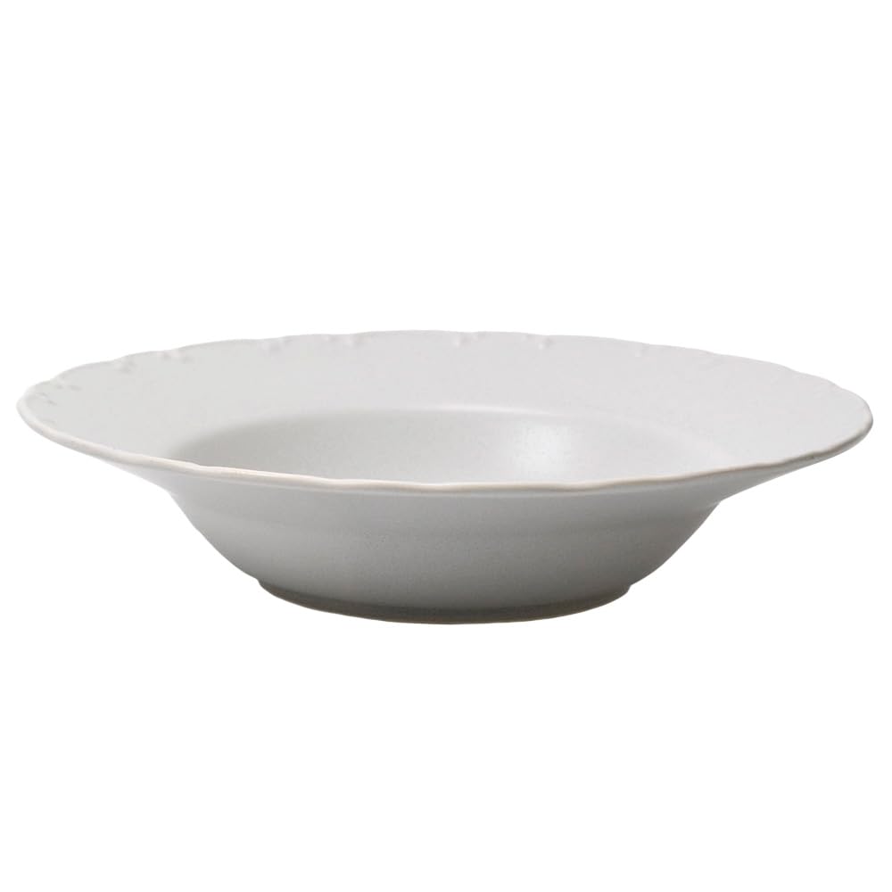 EAST Table Fina Mino Ware Soup and Pasta Diameter X Made In Microwave and Dishwasher Product Number Dish, Large, Gray, 22.7cm 5.1cm Height, Japan,
