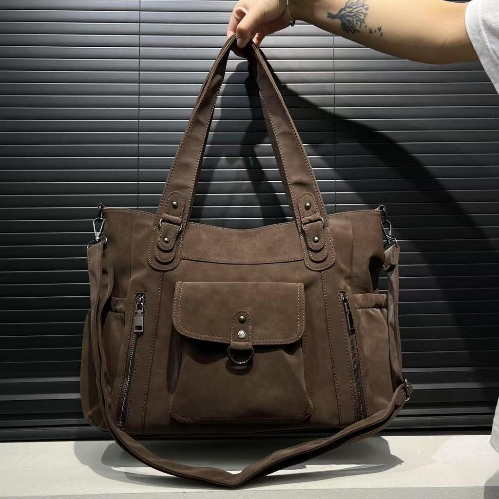 Ladies Spice Girls Suede Tote Bag Large Capacity Multi-Pocket One Shoulder Oblique Strap Bag