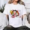 Winking Betty Boop in Red Circle Happy Birthday TShirt Retro Style Women Casual Cotton Short Sleeve Betty Boop Fan Gift Shirt