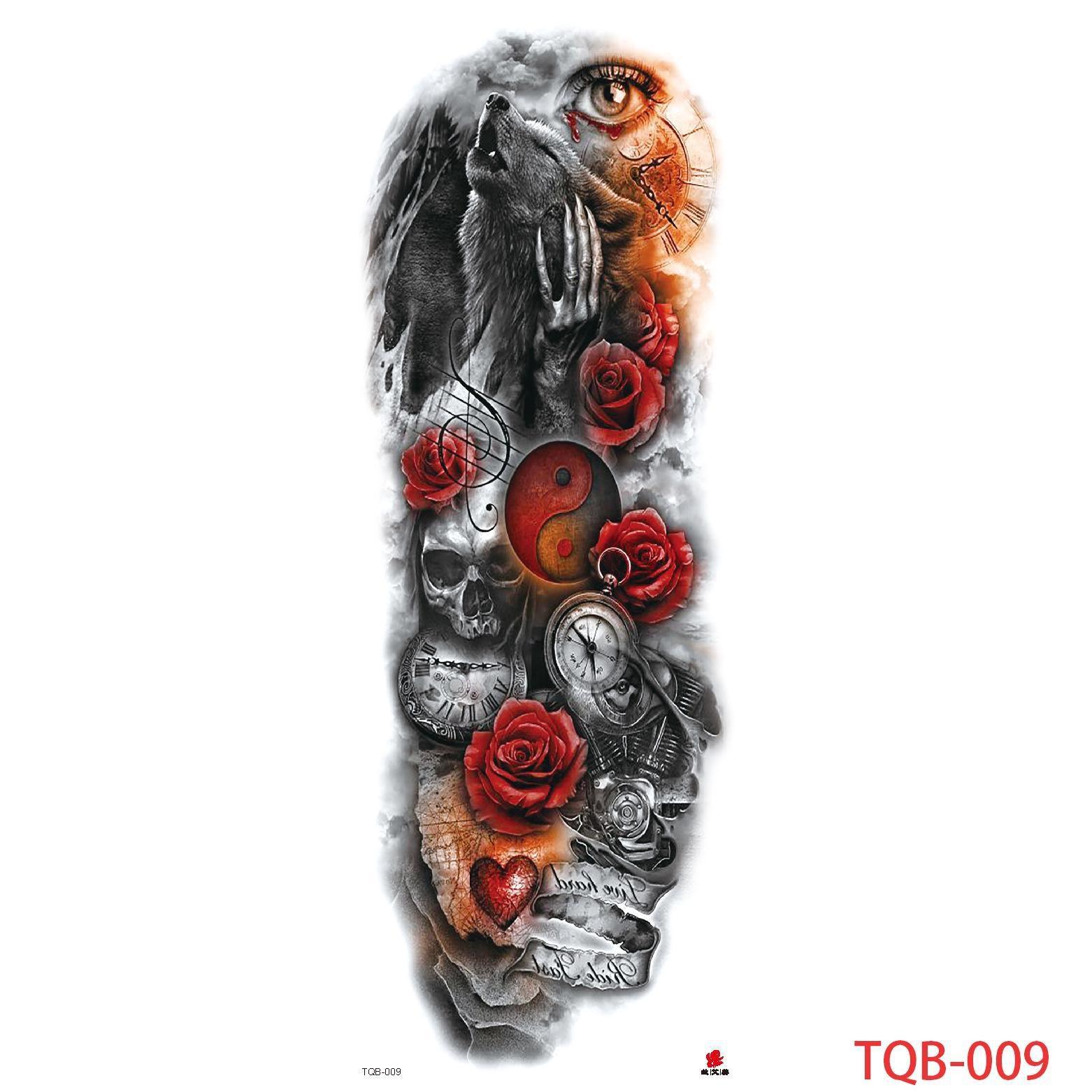 

1 предмет, 480*170 мм, большие временные татуировки, рукава для мужчин и женщин, татуировки на всю руку, временные реалистичные поддельные татуировки с волком, тигром, львом TQB-009