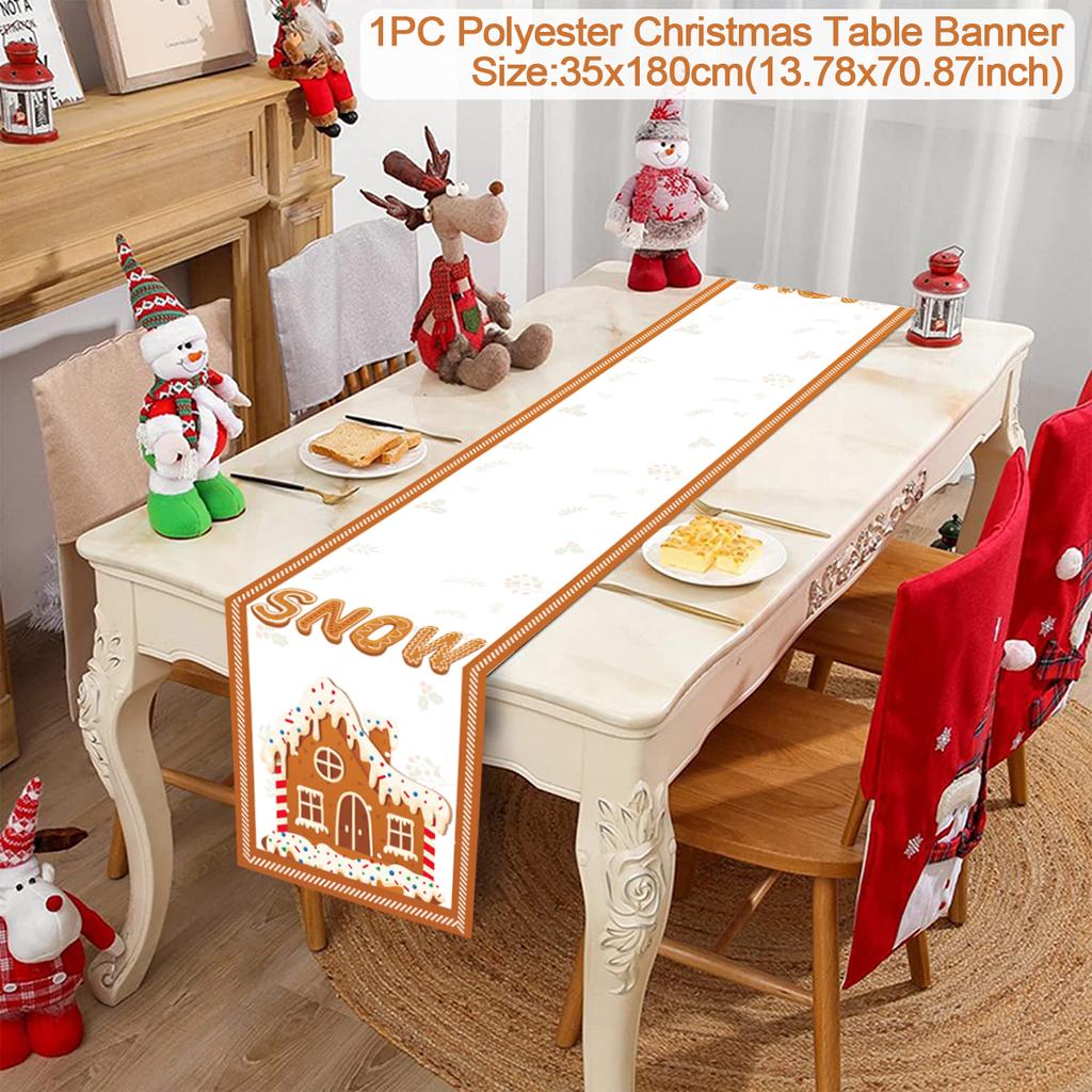 Christmas Table Runner Cloth Merry Christmas Decoration for Home 2024 Tablecloth Xmas Ornament Navidad Natal New Year Gift 2024
