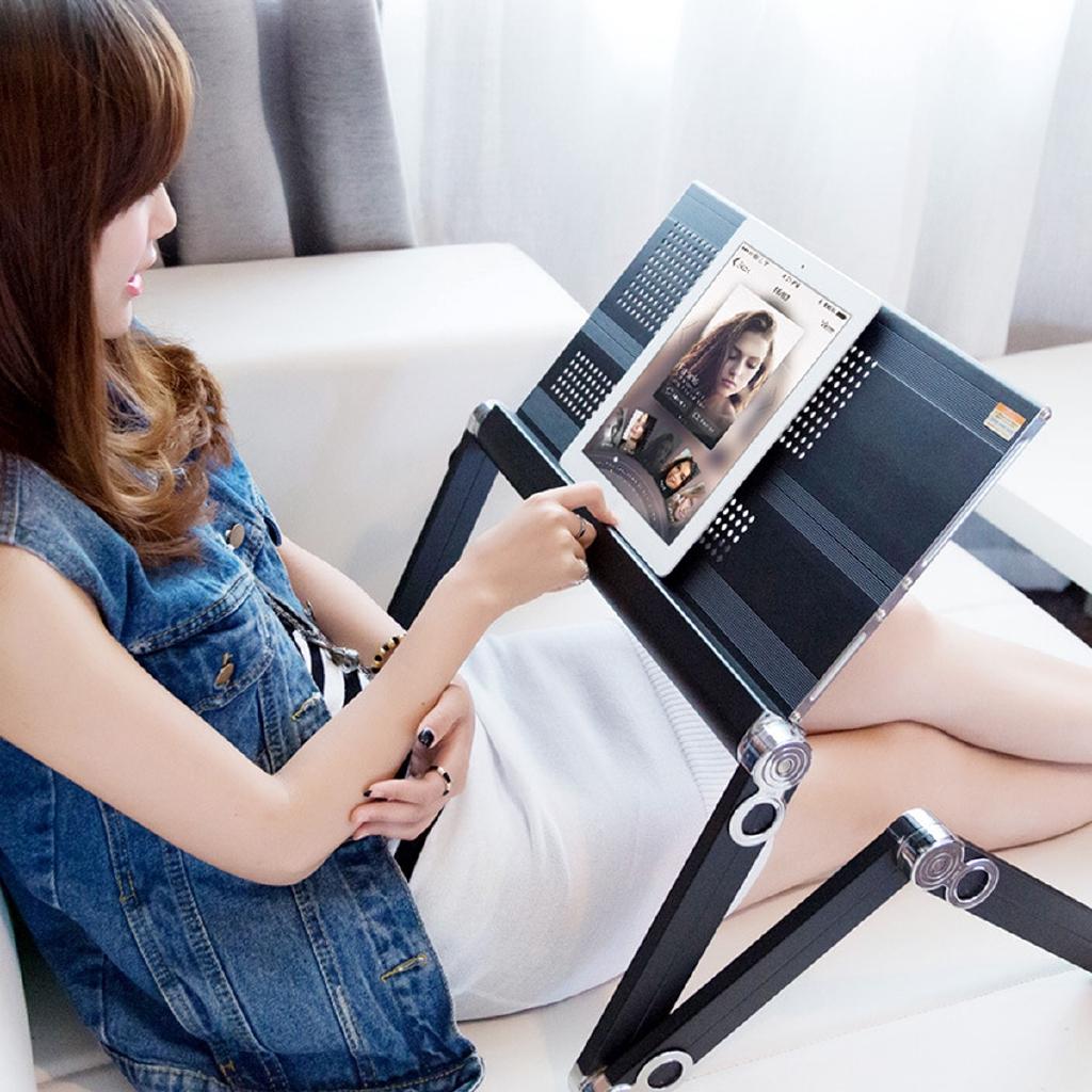 Portable Notebook Suitable With Cooling Fan Adjustable 360 Degree Folding Laptop Desk Table Stand Tray for Bed And Sofa