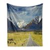 Landscape Throw Blanket, Grand Teton National Park Snowy Peak Mountains Nature Scene Picture Soft Flannel Blanket for Adult Gift