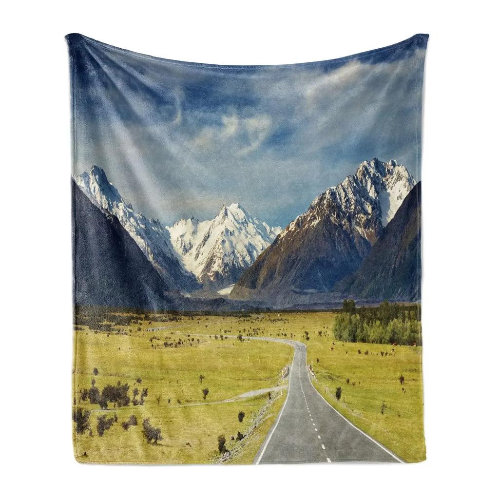 Landscape Throw Blanket, Grand Teton National Park Snowy Peak Mountains Nature Scene Picture Soft Flannel Blanket for Adult Gift