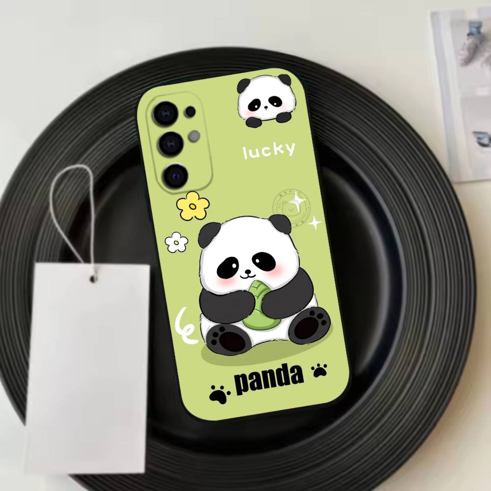 Cute Lucky Panda Phone Case Black Silicone Soft For Samsung S25,S24,S21,S22,S23,S30,Ultra,S20,Plus,Fe,Lite