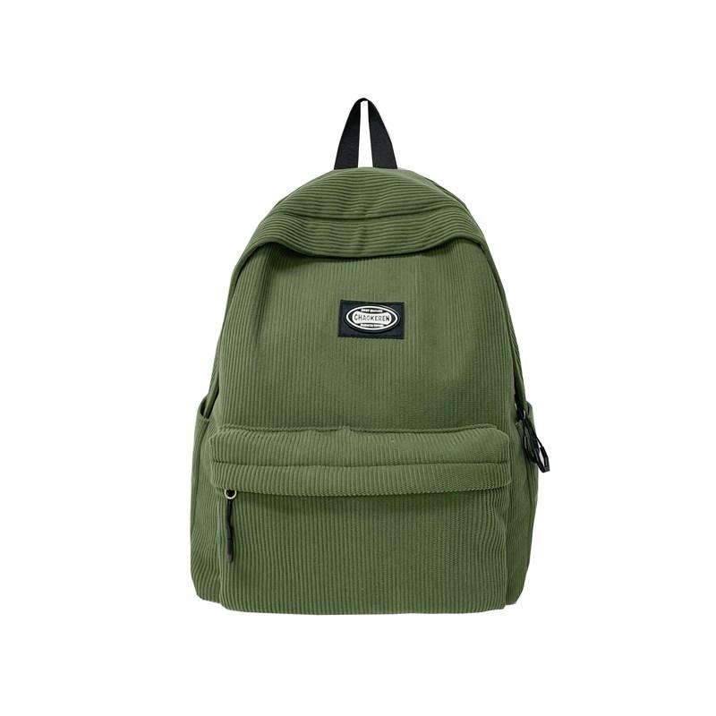 

Студенческий однотонный школьный женский рюкзак из вельвета зелёный