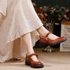 Retro Genuine Leather Women's Shoes Soft Soled Comfortable All Season Mid Heel Pumps