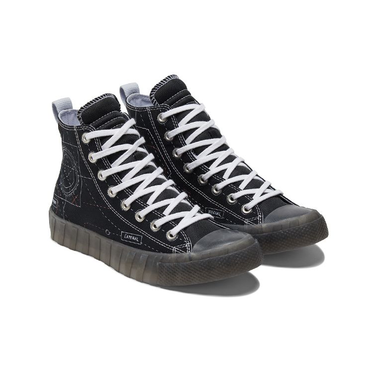 Converse Tênis de Lona de Cano Alto Confortáveis e Versáteis Tênis Unissex Preto 173207C