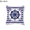 Home Decor Compass Anchor Pillow Cover Blue Mediterranean Cushion  Sofa Chair Car Office  Ornament 40x40cm 45x45cm