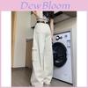 Denim Cargo Pants For Women With Pocket Design High Waist Loose Fit For Office Wear