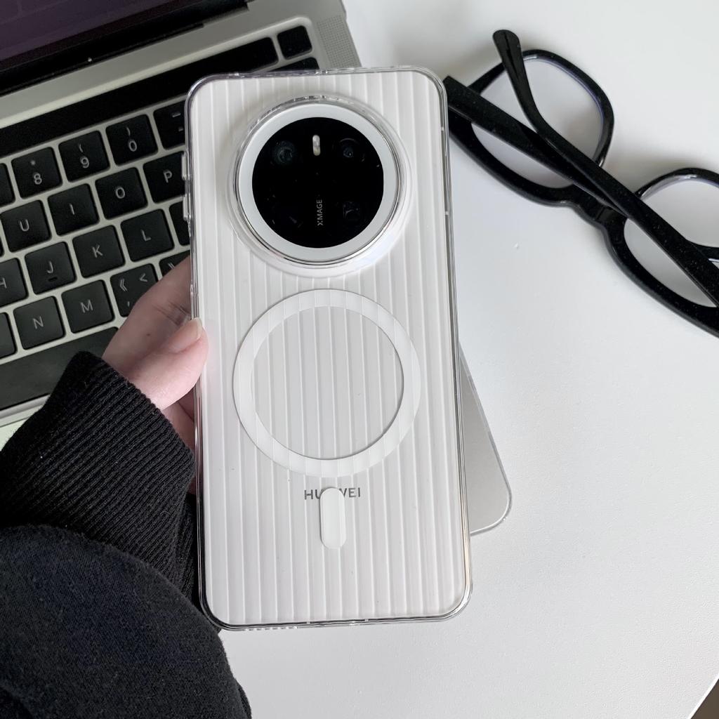 Applicable to Huawei mate11promax mobile phone case heat dissipation corrugated pattern Honor 111 magnetic suction high transparency protective case
