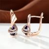 1 Pair Rose Gold Color Teardrop Cut Purple Zircon Drop Earrings Vintage Wedding Jewelry