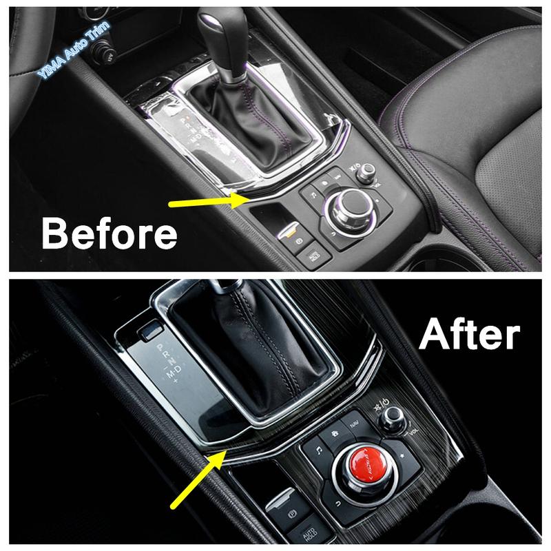 Center Control Stalls Gear Shift / Water Cup Holder Cover Trim For Mazda CX-5 CX5 2017 - 2024 ABS Matte / Carbon Fiber Interior