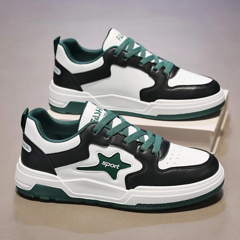 Men's shoes 2024 new breathable, trendy, versatile thick soled sports shoes, campus style, student casual skateboarding shoes