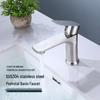 Brushed Stainless Steel Single Cold Water Washbasin Faucet for Flat or Countertop Basin 