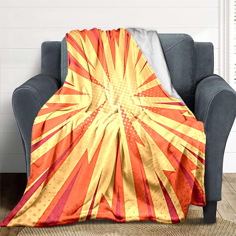 1pc Sunburst Vibrant Lightweight Flannel Blanket, Comfortable and Warm Blanket, for Office and Camping Sofa Bed, Livingroom159