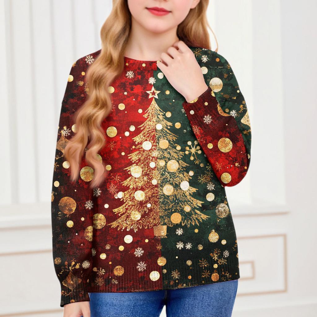 Christmas Day Sweatshirts For Children Boys And Girls Knit Sweater Cute Shirt Fall Crewneck Pullover Tops