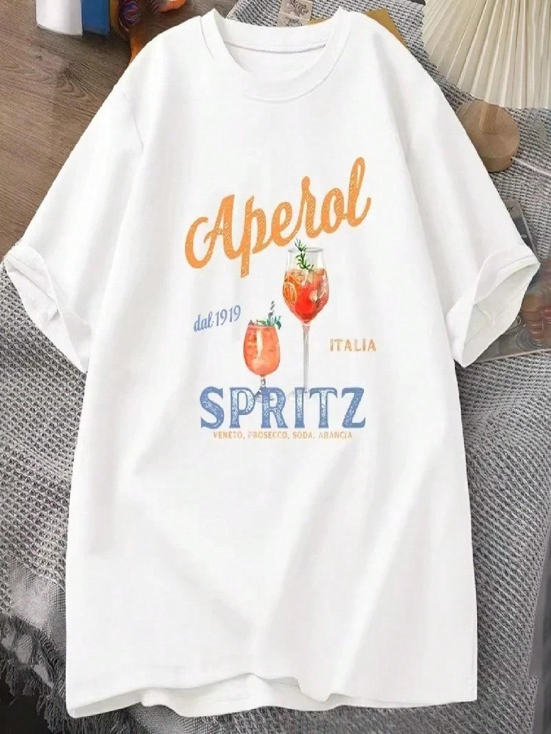 Aperol Spritz T-Shirt Aperol Graphic Italian Style T Shirt Italy Summer Graphic Tee Breathable Casual Comfortable Printed Top. S