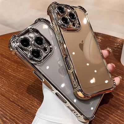 Luxuriöse Airbag-Schutzhülle aus weichem Silikon für iPhone 16 Pro Max 11 12 13 14 15 Pro Xs Max X Xr 16 Plus Glaslinsen-Schutzabdeckung