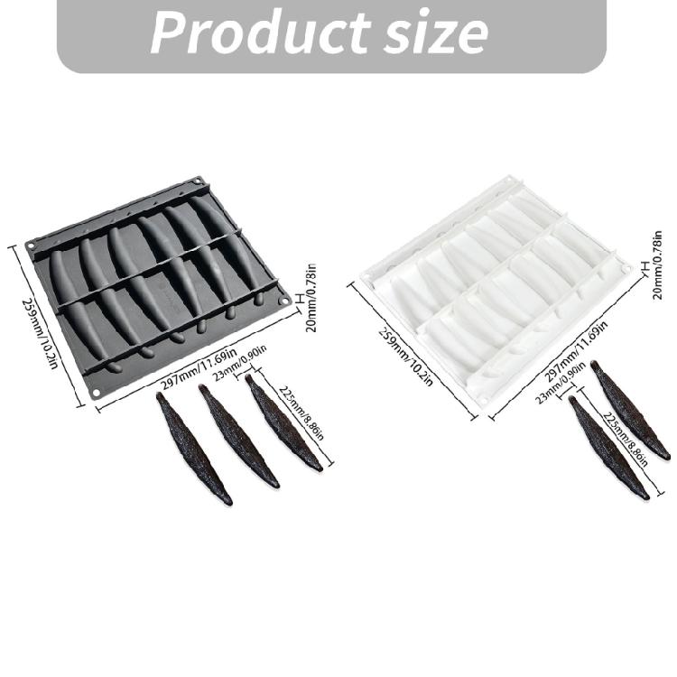 Nonstick 6 Cavity Vanilla Pods Shape Chocolate Molds Food Safe Silicone Easy Releases Vanilla Stick Dessert Cake Mould
