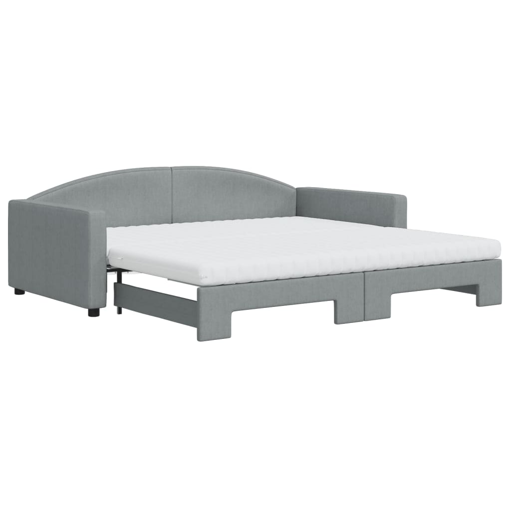 Vidaxl Sofa Rozsuwana Z Materacami, Jasnoszara, 100X200 Cm, Tkanina