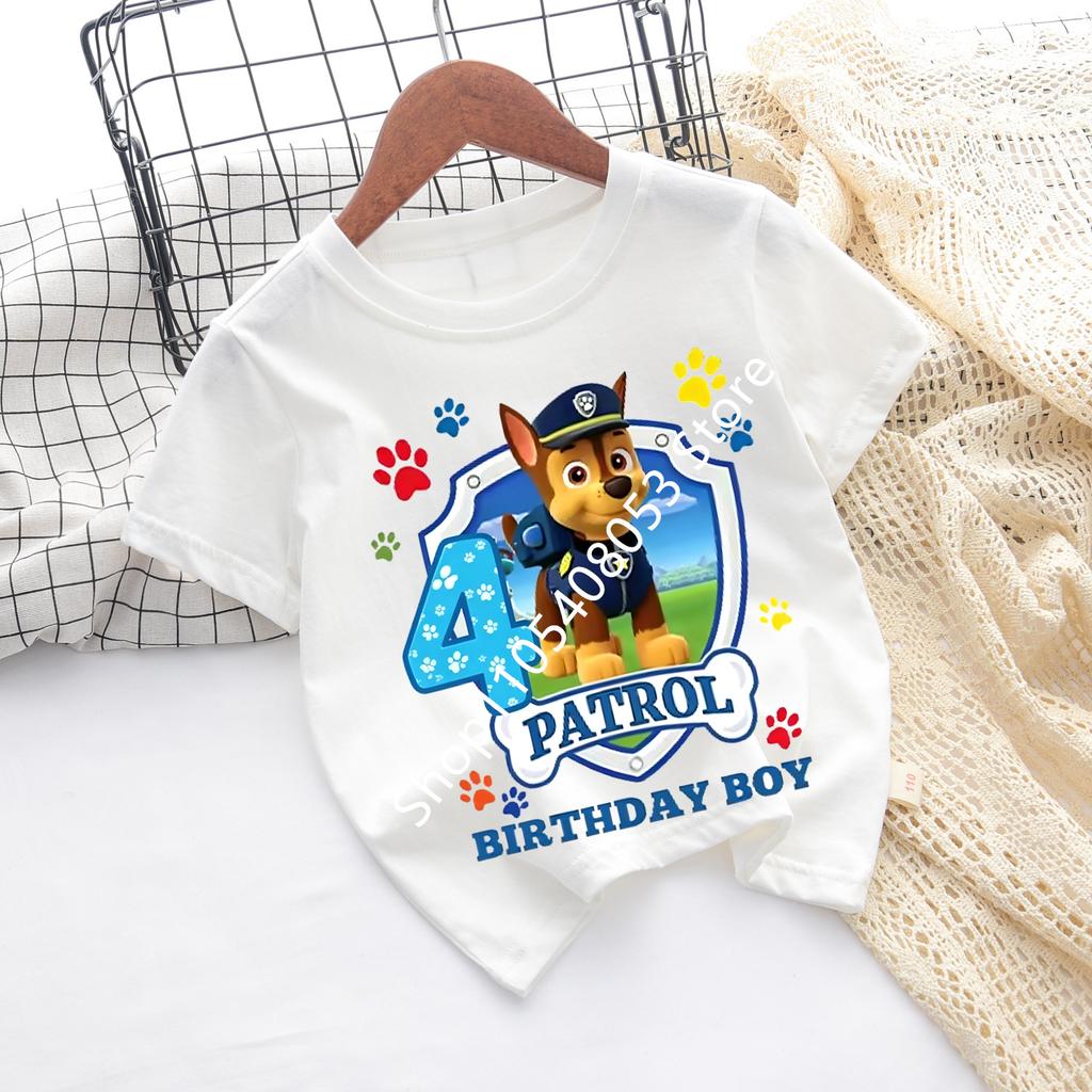 White Tshirts for Boys Anime Cartoon Cute Birthday Clothing Children Summer Fashion Short Sleeved Shirt Kids Clothes