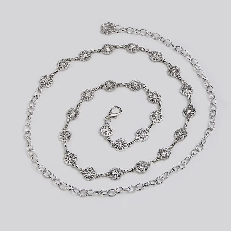Lanț de talie cu strasuri pentru femei: Curea retro cu flori fluture, de înaltă calitate - accesoriu versatil și elegant.