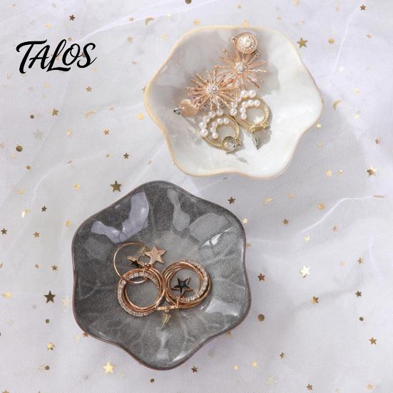 Talos Soy Sauce Dish Plate, Ceramic Lotus Leaf Design, High-Temperature Fired Unique Texture Jewelry Holder, for Dipping Vinegar Snack
