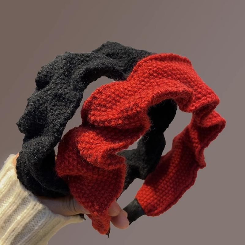 Strukturierte Kunststoff Kopfbedeckung Acryl Gestrickter Haarreif Merkmal Breite Kante Für Herbst Winter Mode Haarstyling